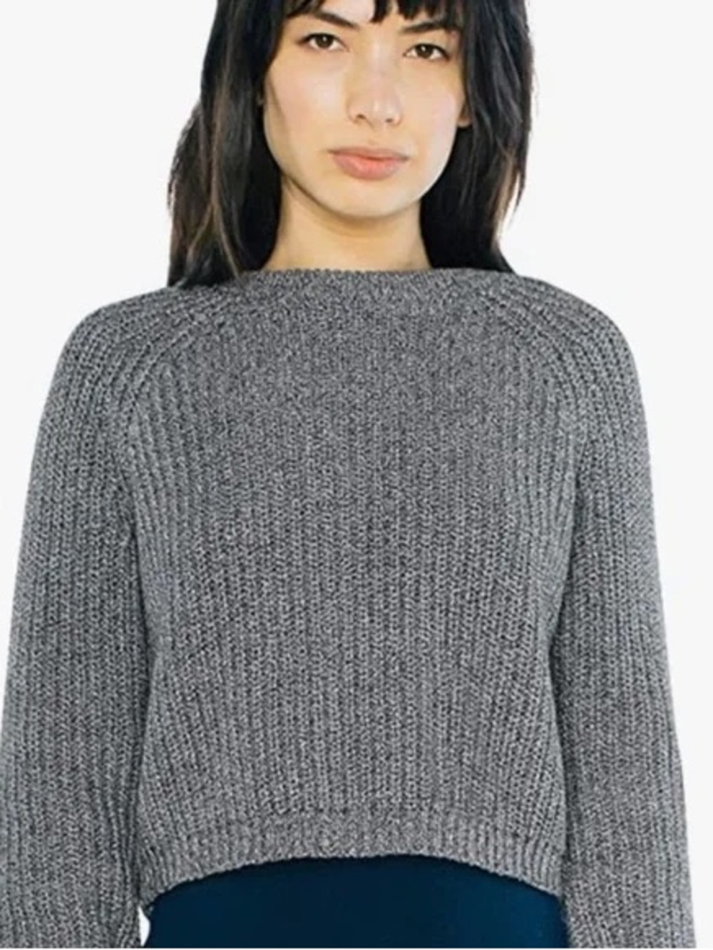 American Apparel Heather Gray Ribbed fisherman cropped sweater medium